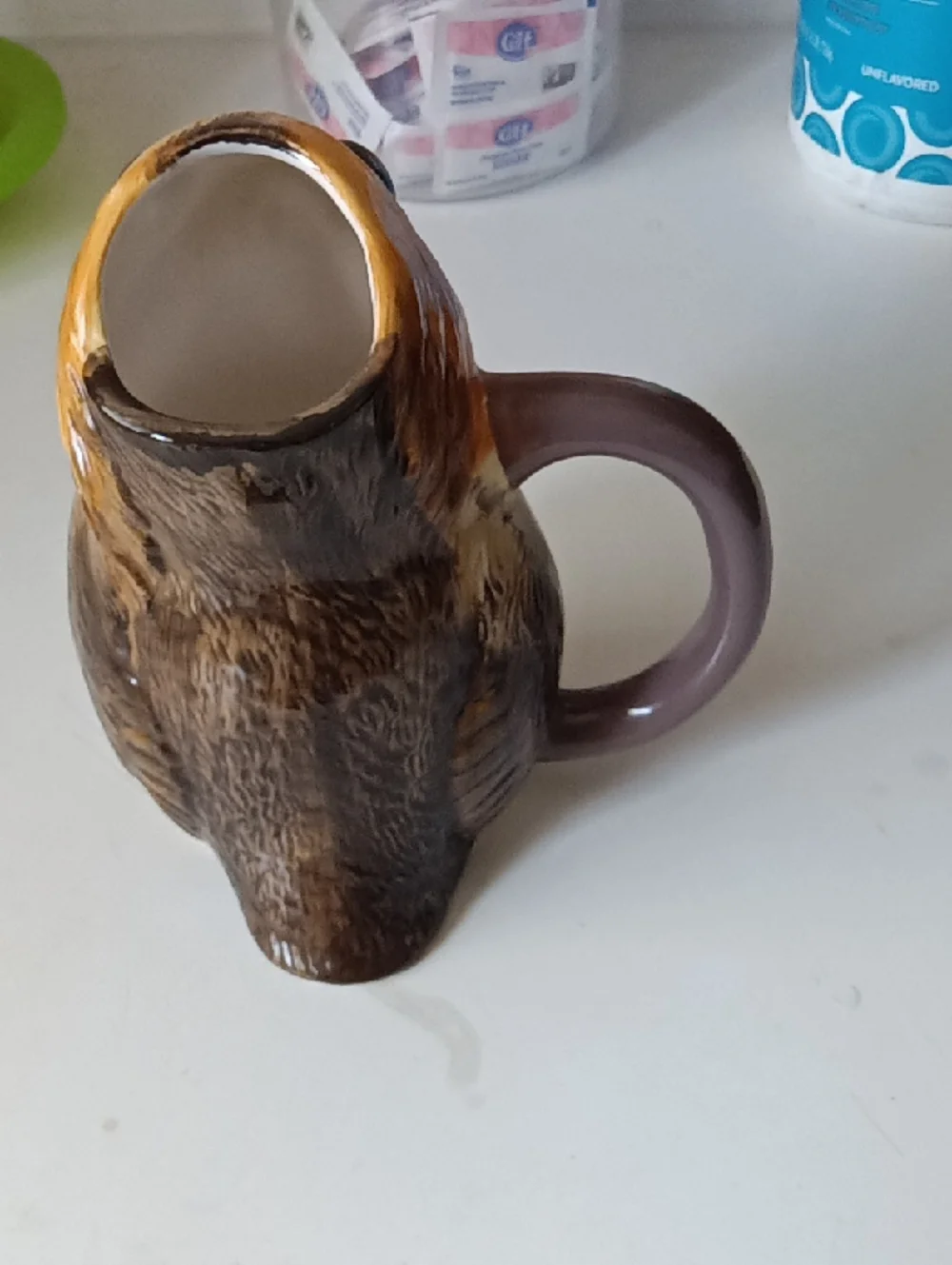 Ceramic Porg Mug in White, Brown & Tan - Cute Small Pets Style